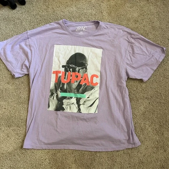 2Pac Graphic T Shirt XXL Lavender Purple Hip Hop Rap Tee - Picture 1 of 4